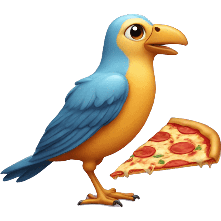 Bird eating pizza emoji