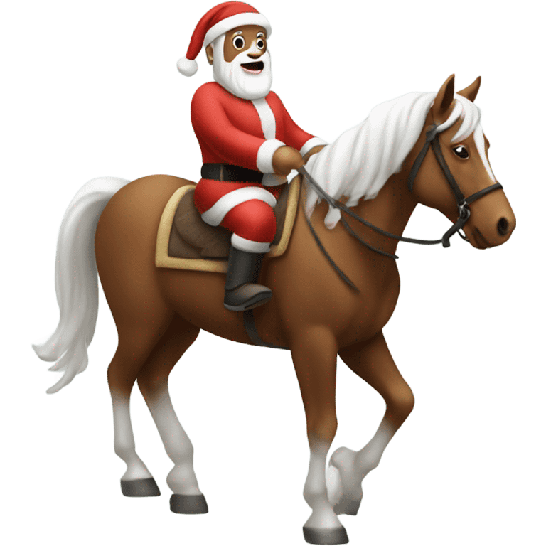 Santa riding a brown and white horse emoji