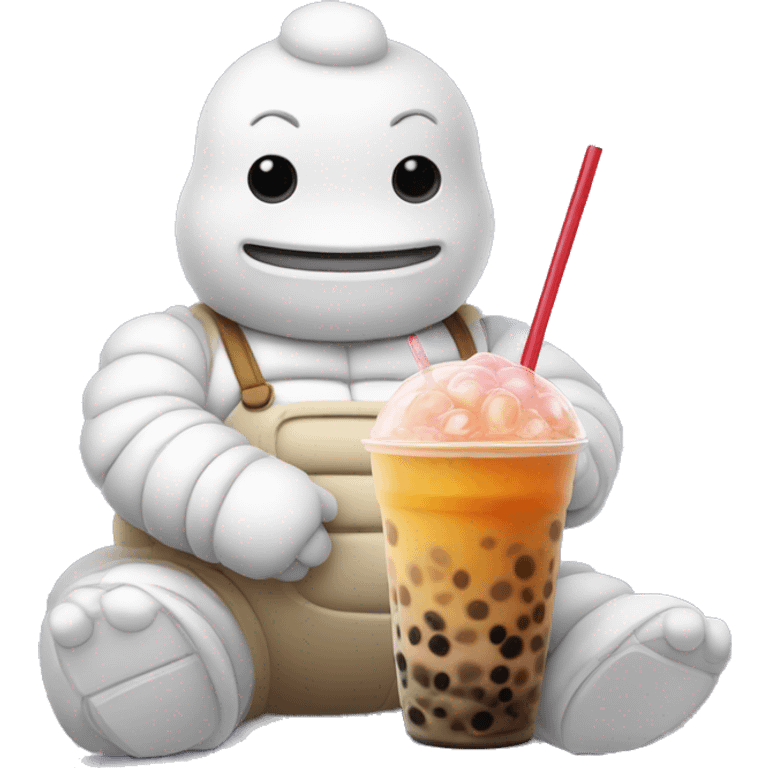 michelin man with boba tea emoji