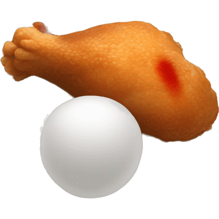 white ball of rice with a chicken leg and a side of hot sauce emoji