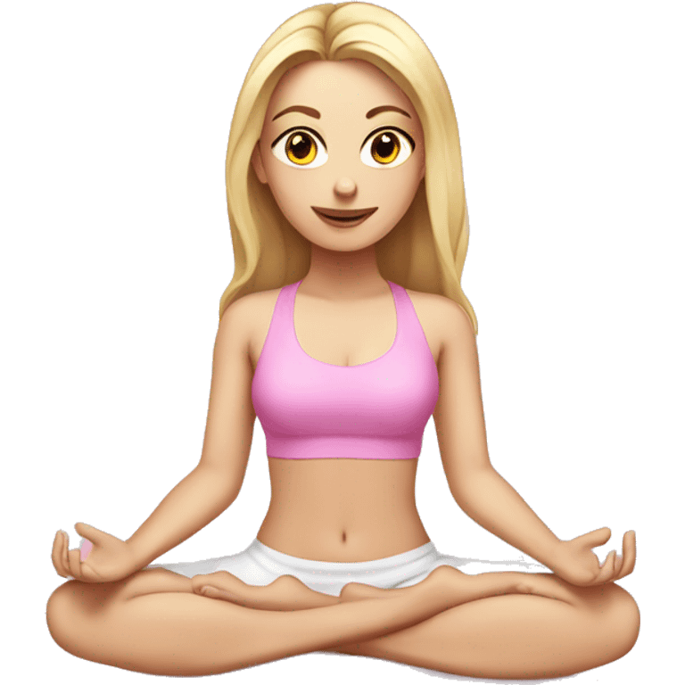 beautiful white girl doing yoga pink emoji