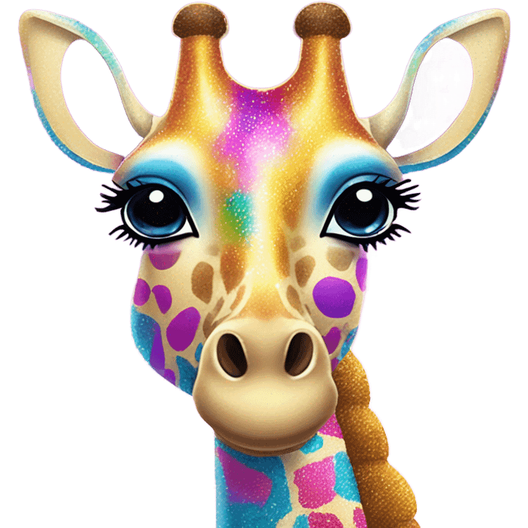 Lisa frank glitter giraffe with eyelashes emoji