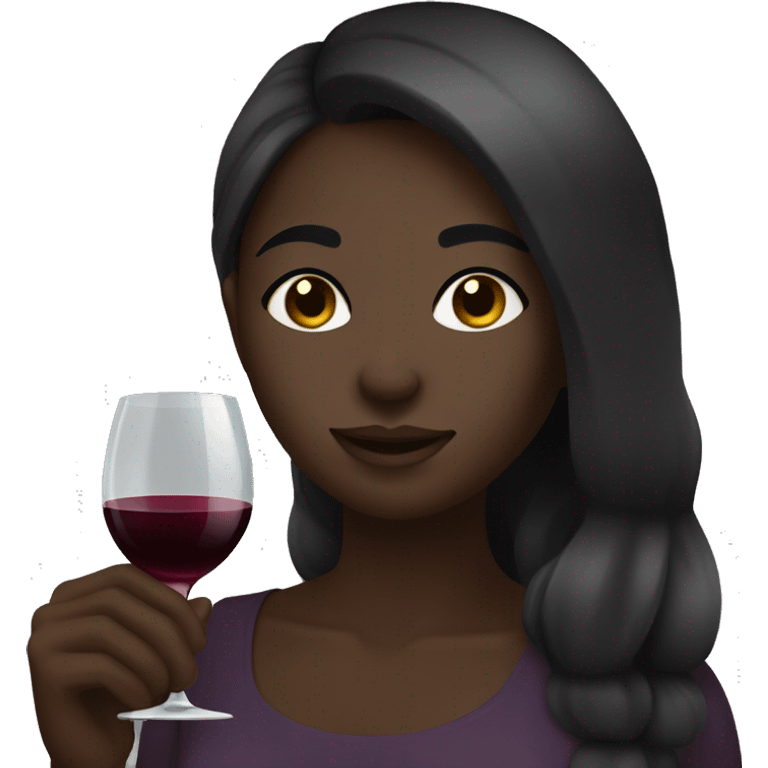 dark skin girl drinking wine emoji