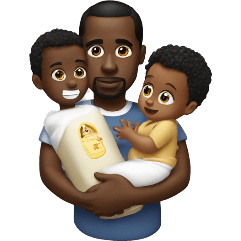 P diddy holding a baby and lotion emoji