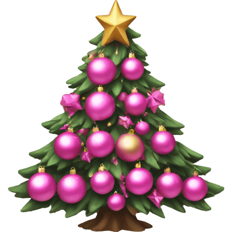 Christmas tree with pink ornaments  emoji