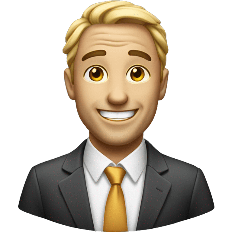 a cheerful businessman who is now at his peak earnings emoji