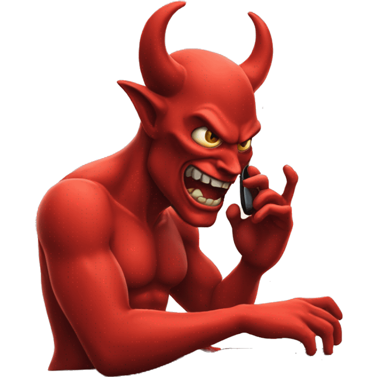 devil on the phone, in front of a laptop emoji