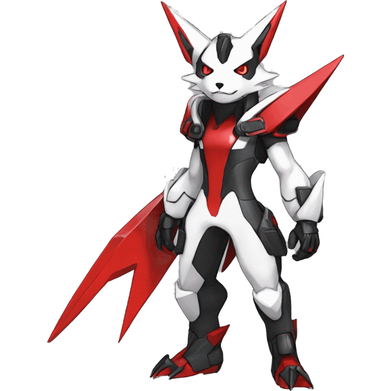  Cool Edgy Futuristic Black White Red Zangoose-Digimon-Mecha full body emoji