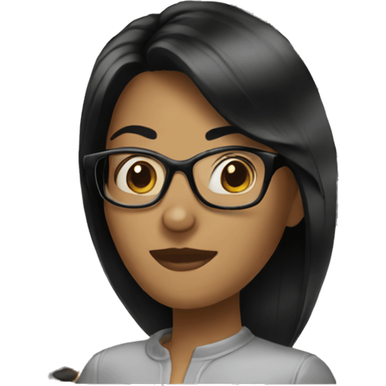 woman black hair and glasses  emoji