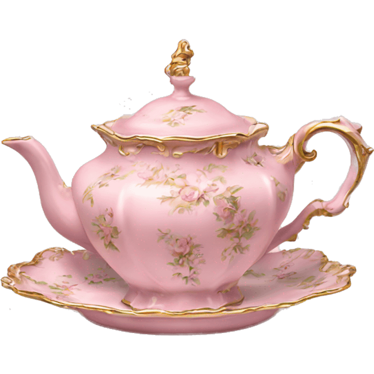 vintage rococo light pink tea set  emoji