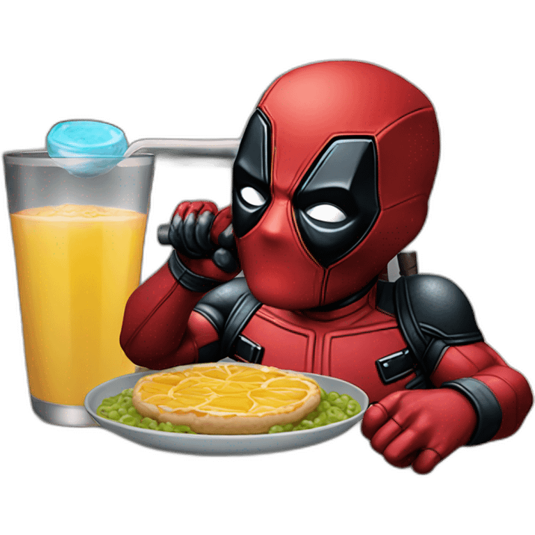 Deadpool tomando una bebida emoji