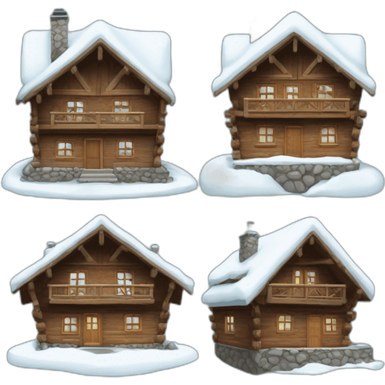 Montagne neige chalet emoji