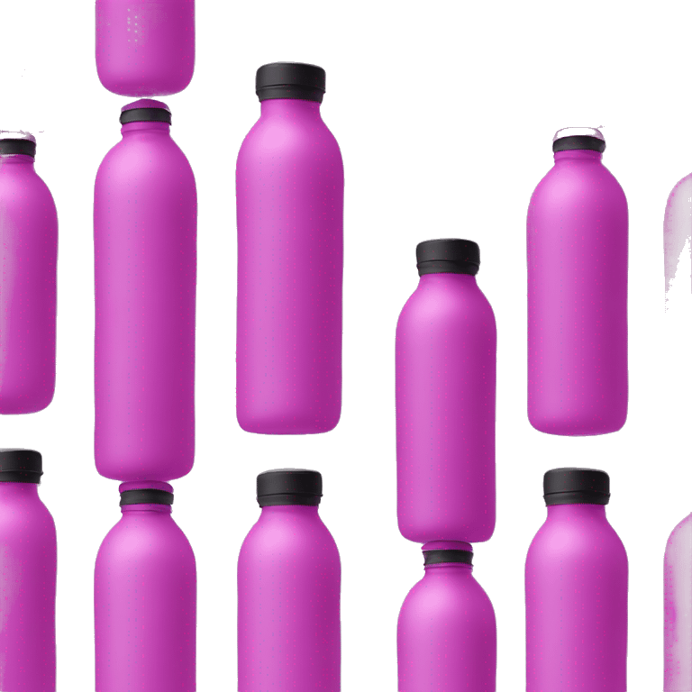 3 water bottles in a row pink black purple  emoji