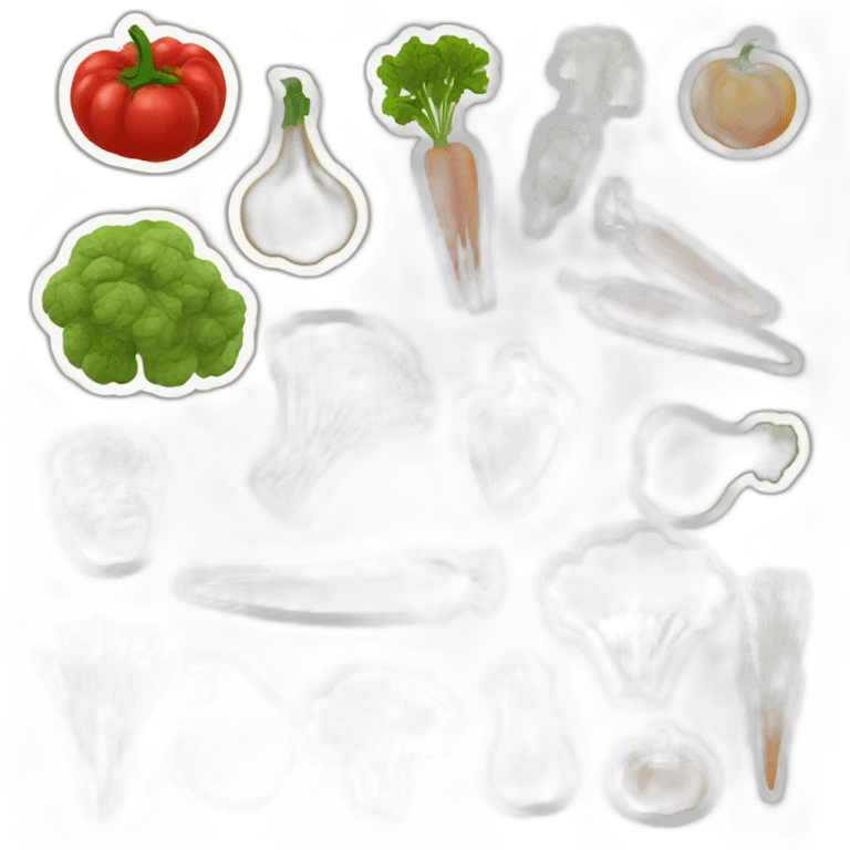 table full of harvested stuff, vegetables fresh to eat emoji