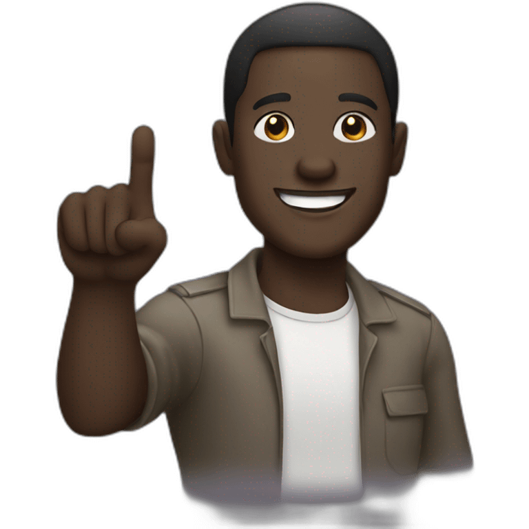 dark skinned man smiling and pointing emoji