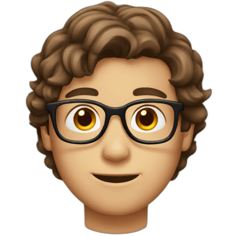 Brown hair boy with glasses emoji