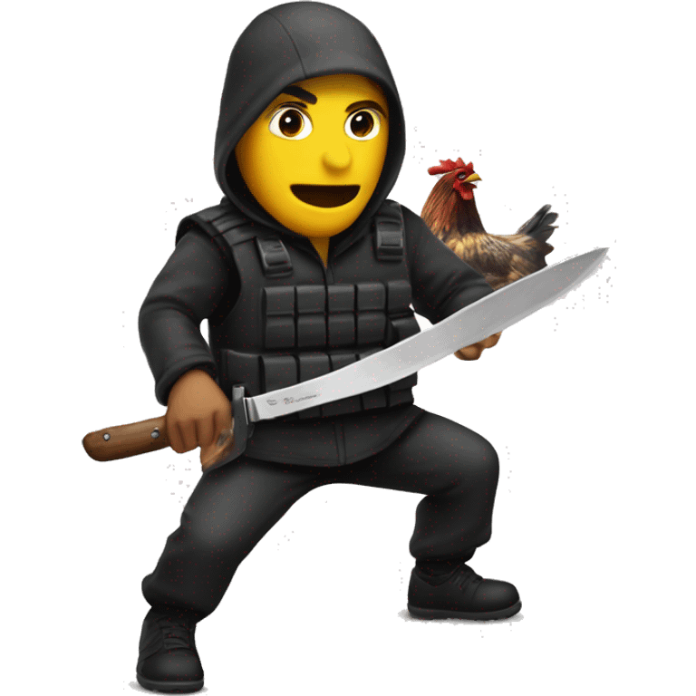 conter strike's terrorist holding knife and trying catch chicken emoji