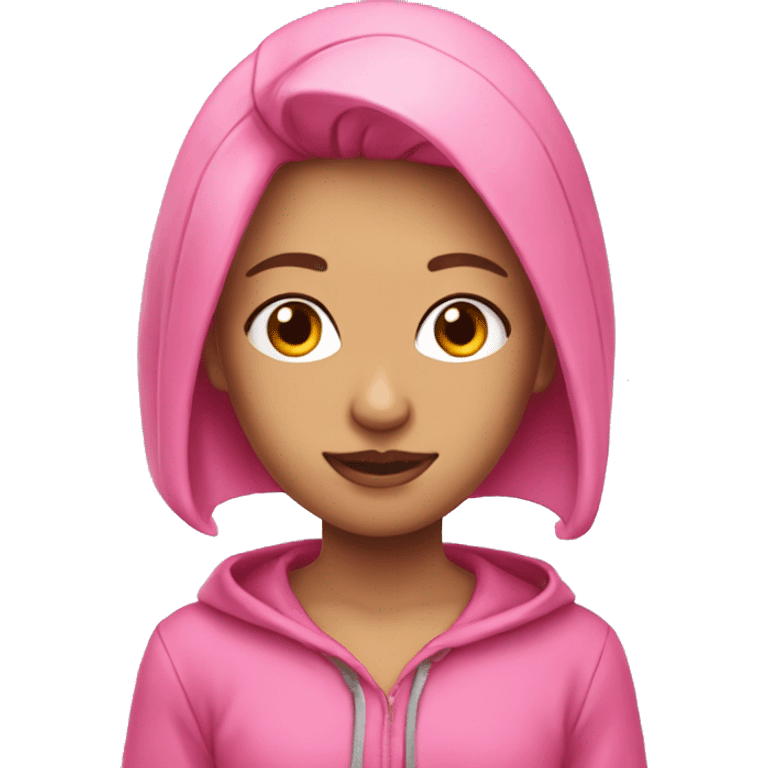 Pink girly Hair with a hoodie emoji