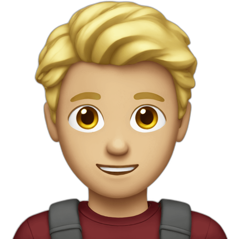 blond teenage boy with maroon shirt emoji