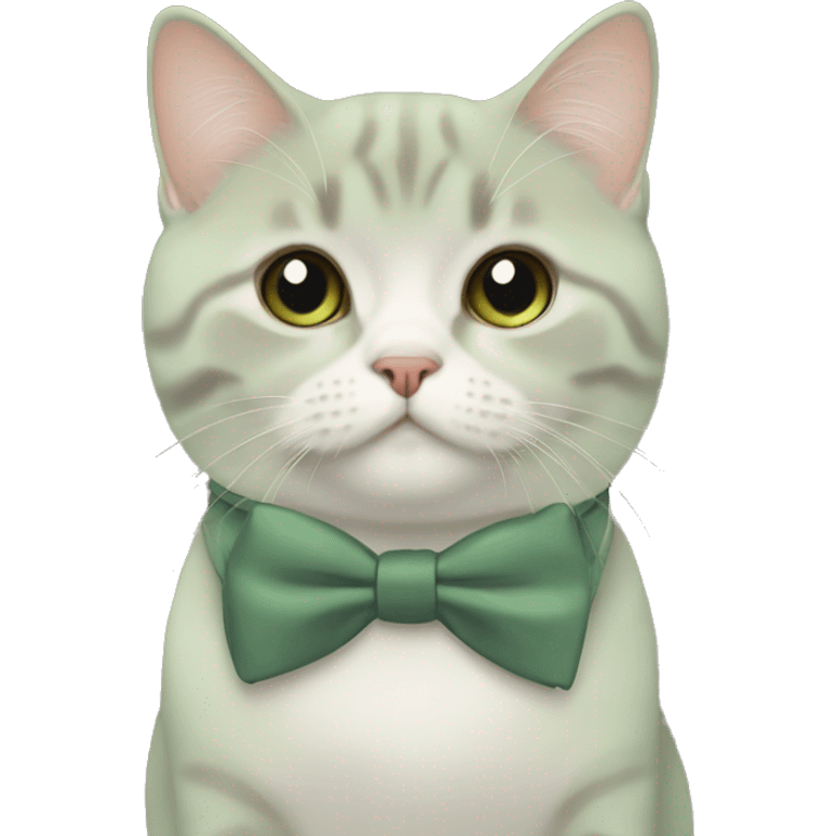 Aesthetic fat British short hair with sage green bow tie emoji