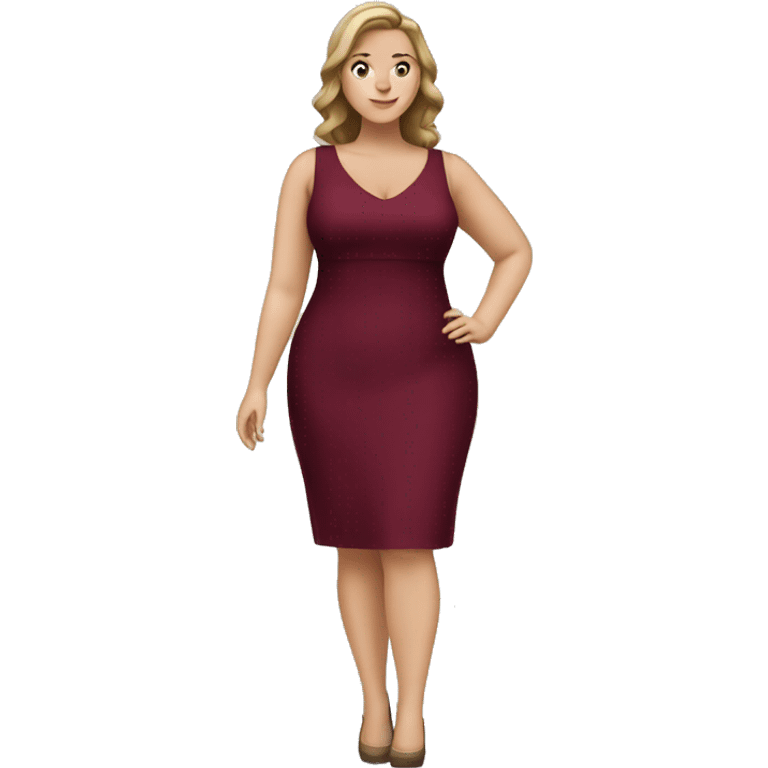 plus size white girl in burgundy dress emoji