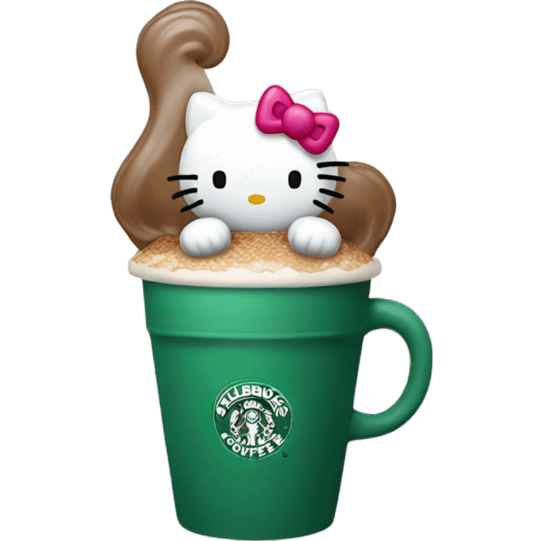 Hello kitty in a cup of starbucks emoji