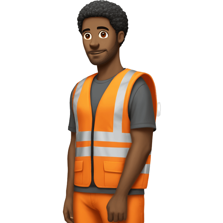 sad Black Male with Small Afro from Home Depot wearing orange pro loader vest pushing orange home depot carts emoji