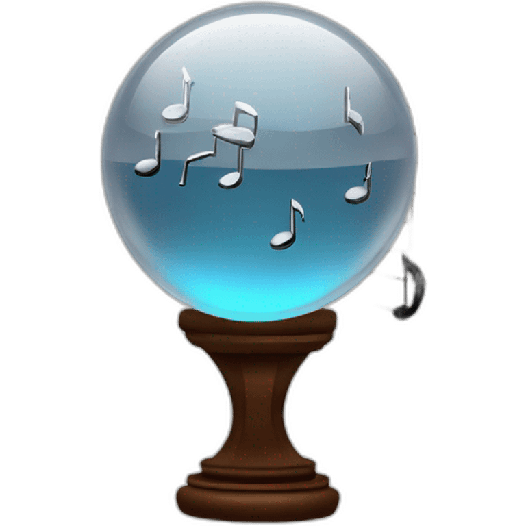 Crystal ball with musical notes and predictive graphs emoji