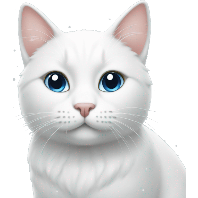 White cat with snow falling around it emoji