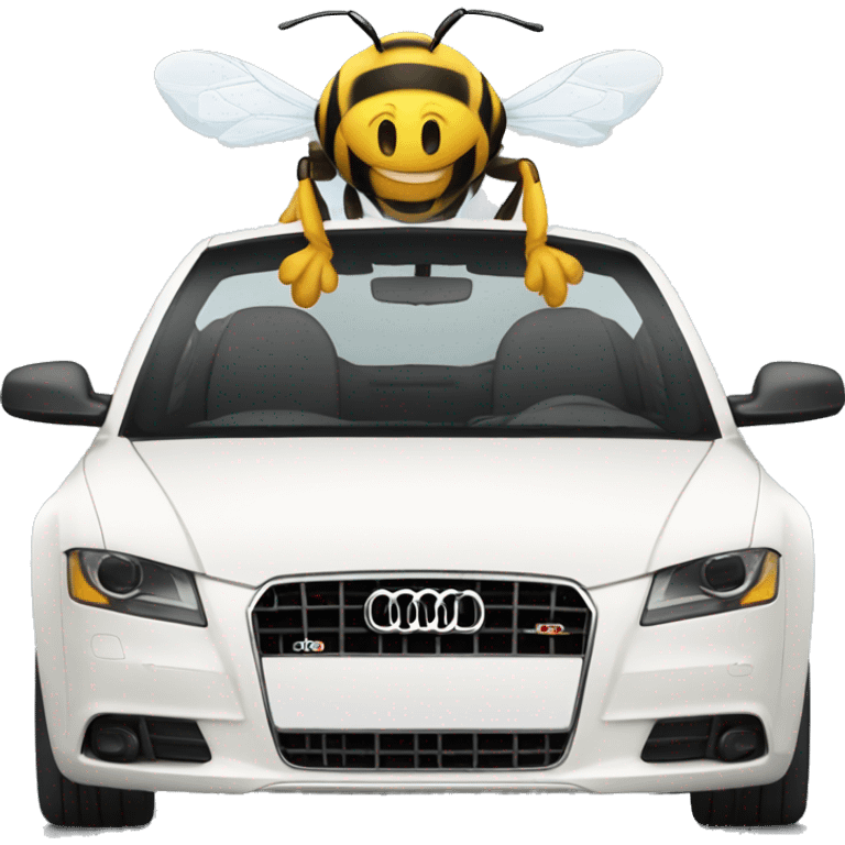 Bee driving white Audi  emoji