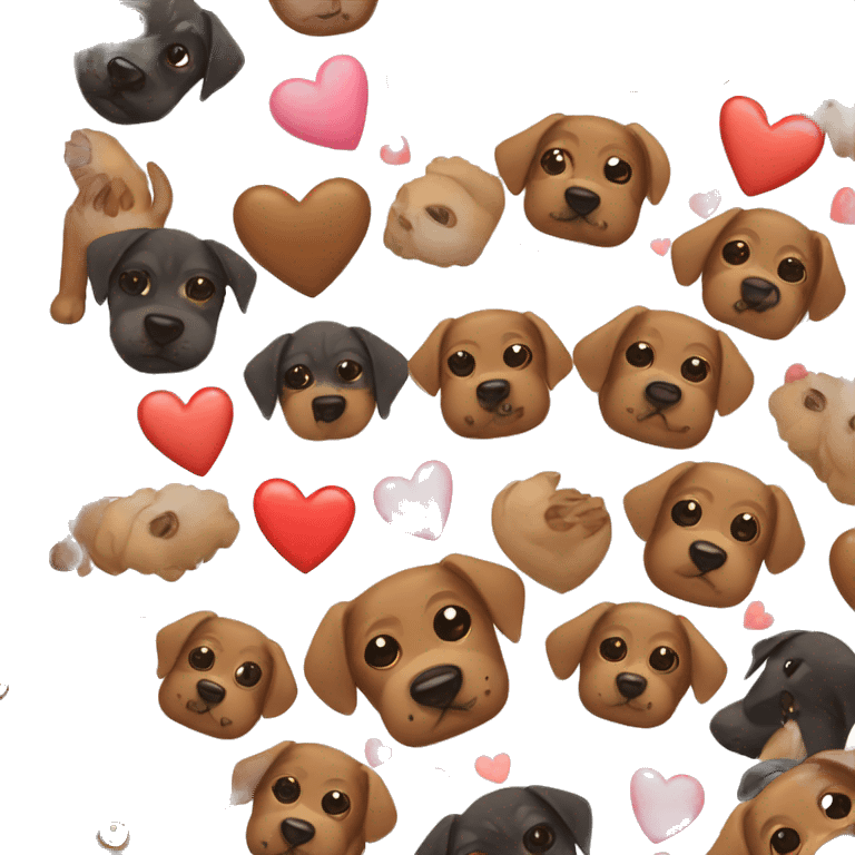 Cute brown black dog with hearts emoji