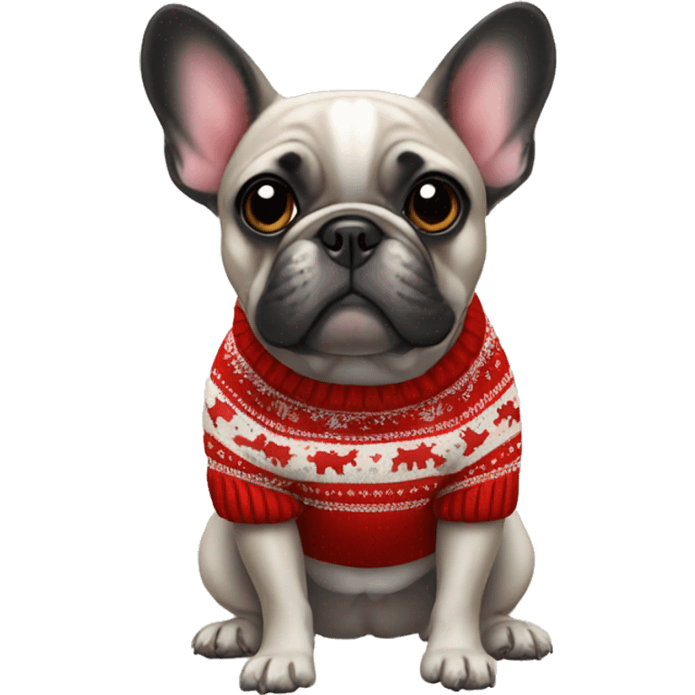 french bulldog wearing christmas sweater   emoji