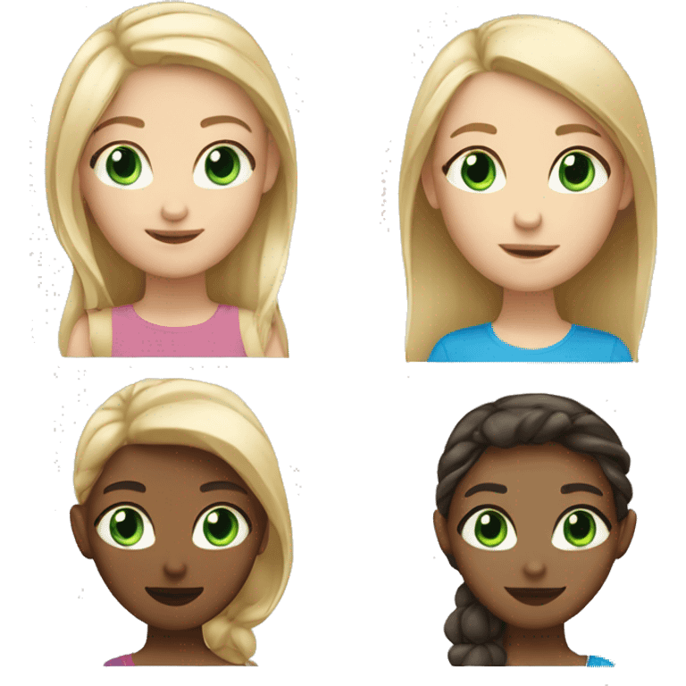  one girl with blonde hair and green eyes and another girl with brown hair and blue eyes  emoji