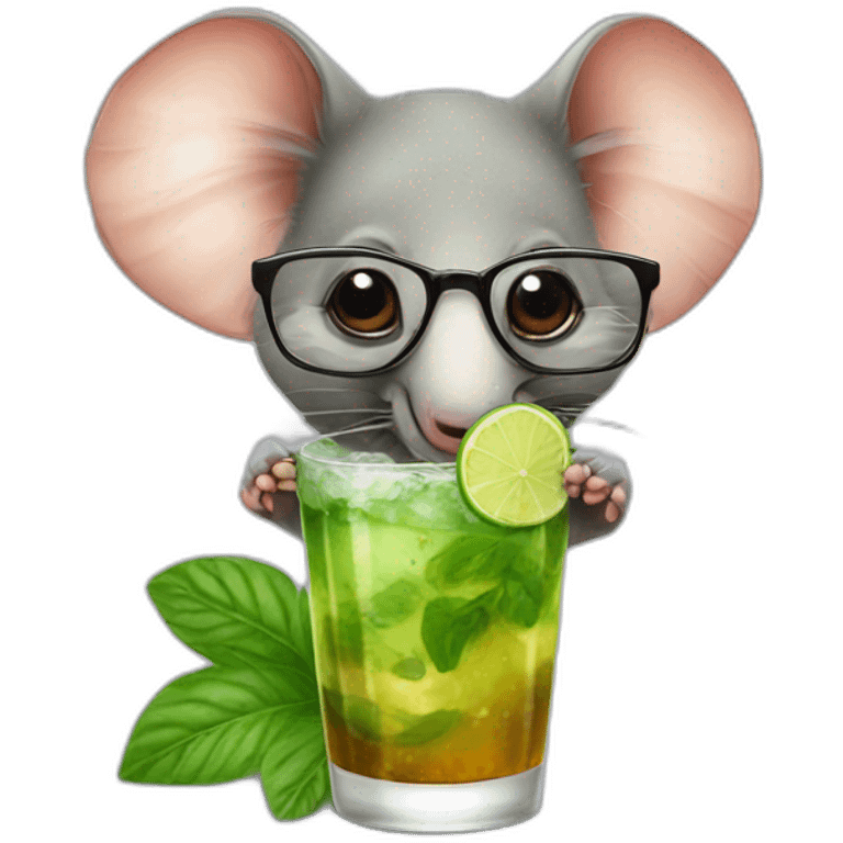 Elephant Shrew with glasses drinking mojito emoji