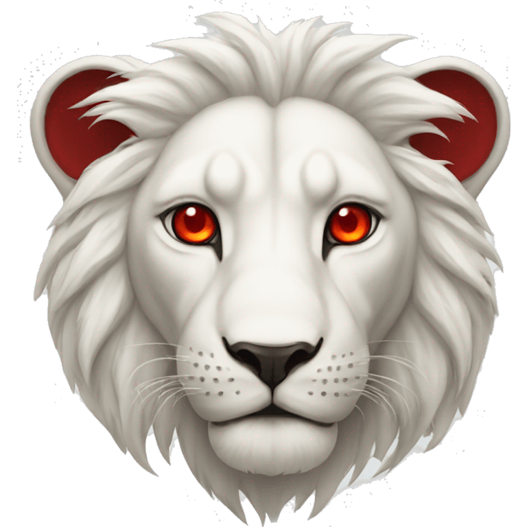 White lion with red eyes emoji