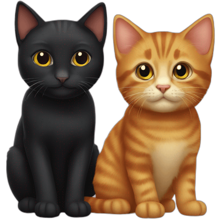 black cat and ginger kitten emoji