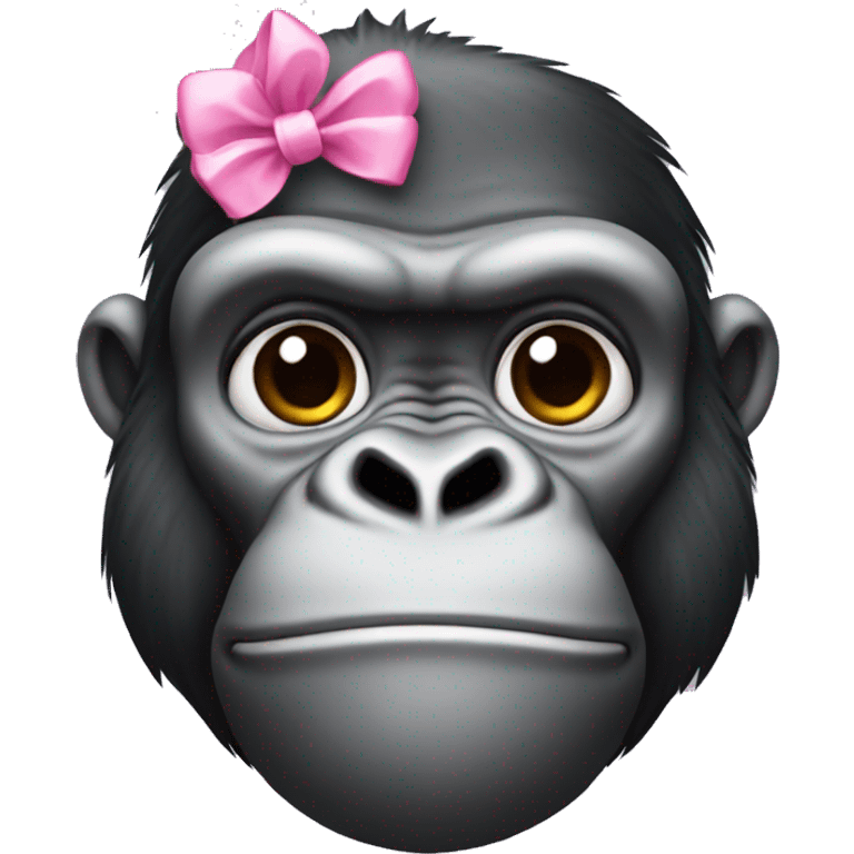 Gorilla with pink bow on head emoji