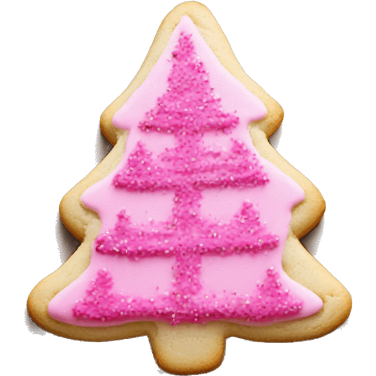 Pink Christmas tree shaped sugar cookie emoji