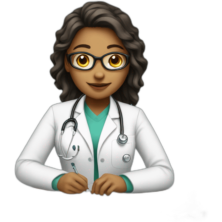 medical student girl who is studying in her room emoji