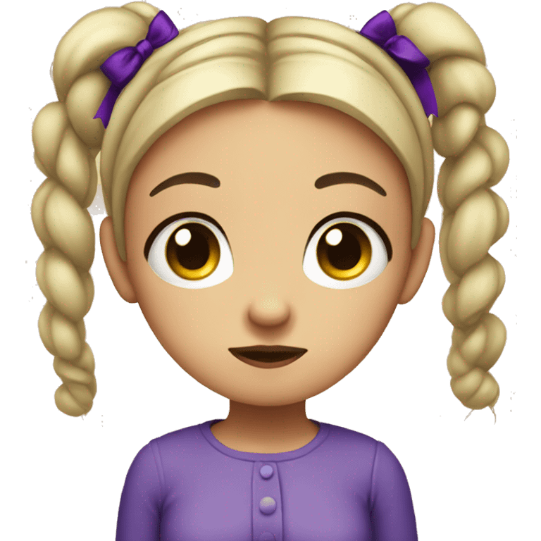 
A sad girl with pigtails and purple bows emoji