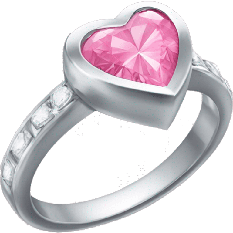 Sliver ring with a pink heart diamond emoji