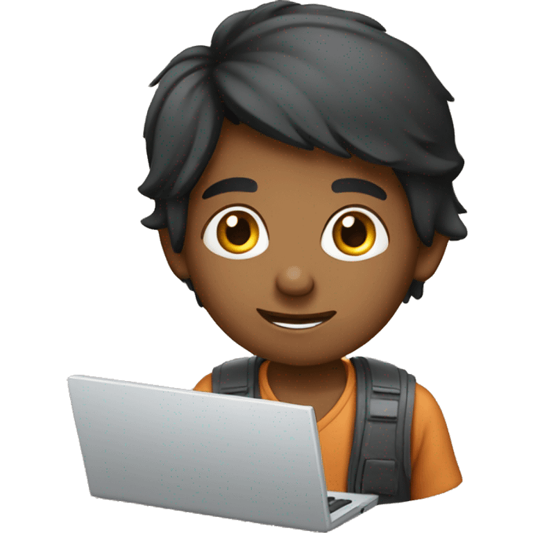 Indian boy with computer  emoji