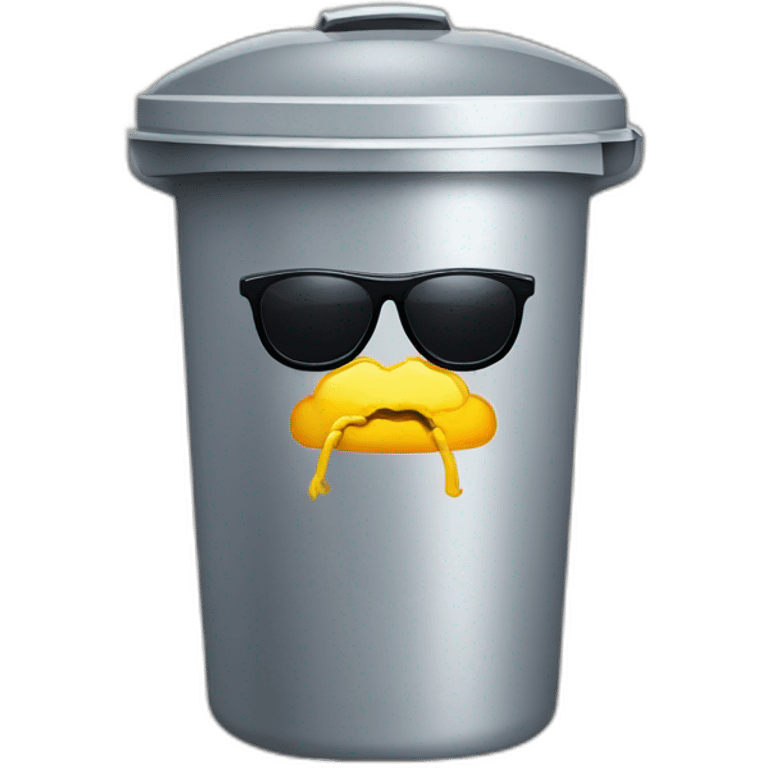 trash can with sunglasses, brain instead of the trash lid emoji