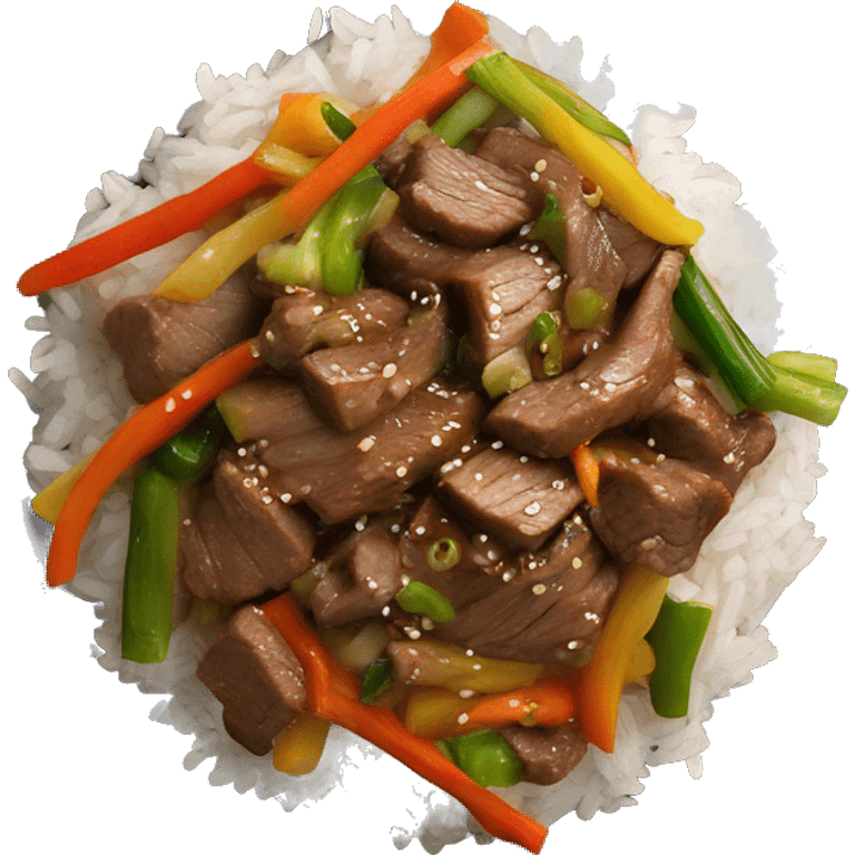 beef stir fry with vegetables and rice emoji