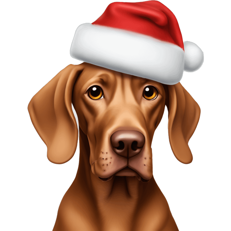 Vizsla Weimaraner Dog wearing christmas hat emoji