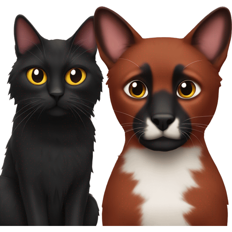 Red Aussie with black cat emoji