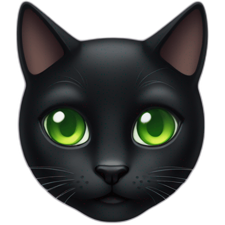 Black cat and green eyes emoji