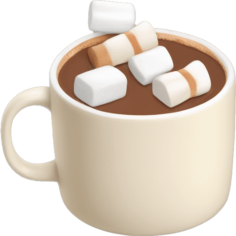 Light beige mug of hot chocolate with marshmallows  emoji