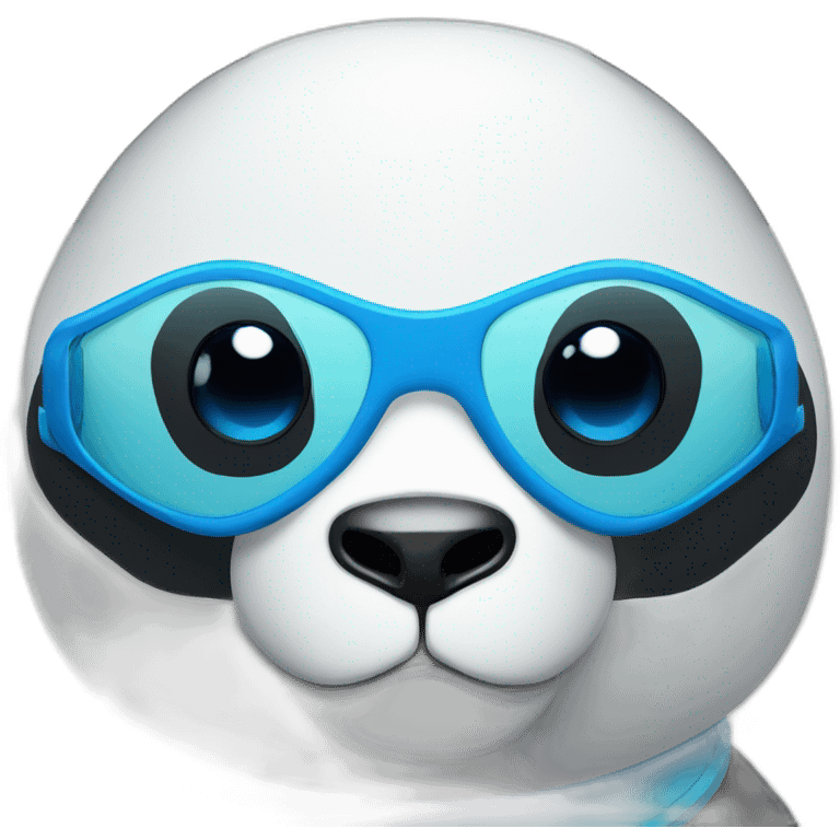 Panda head with blue swim goggles emoji