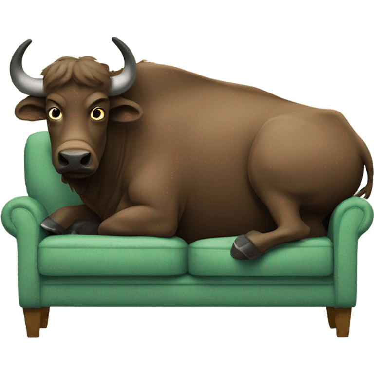 Buffalo sitting on a couch watching tv emoji